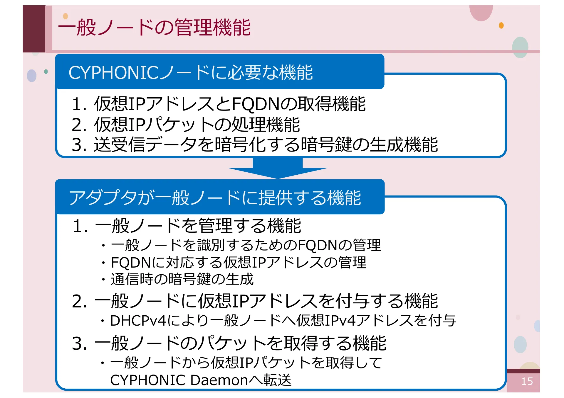 仮想 IPv4 アドレスを想定した CYPHONIC アダプタの設計と基礎評価 - Page 15