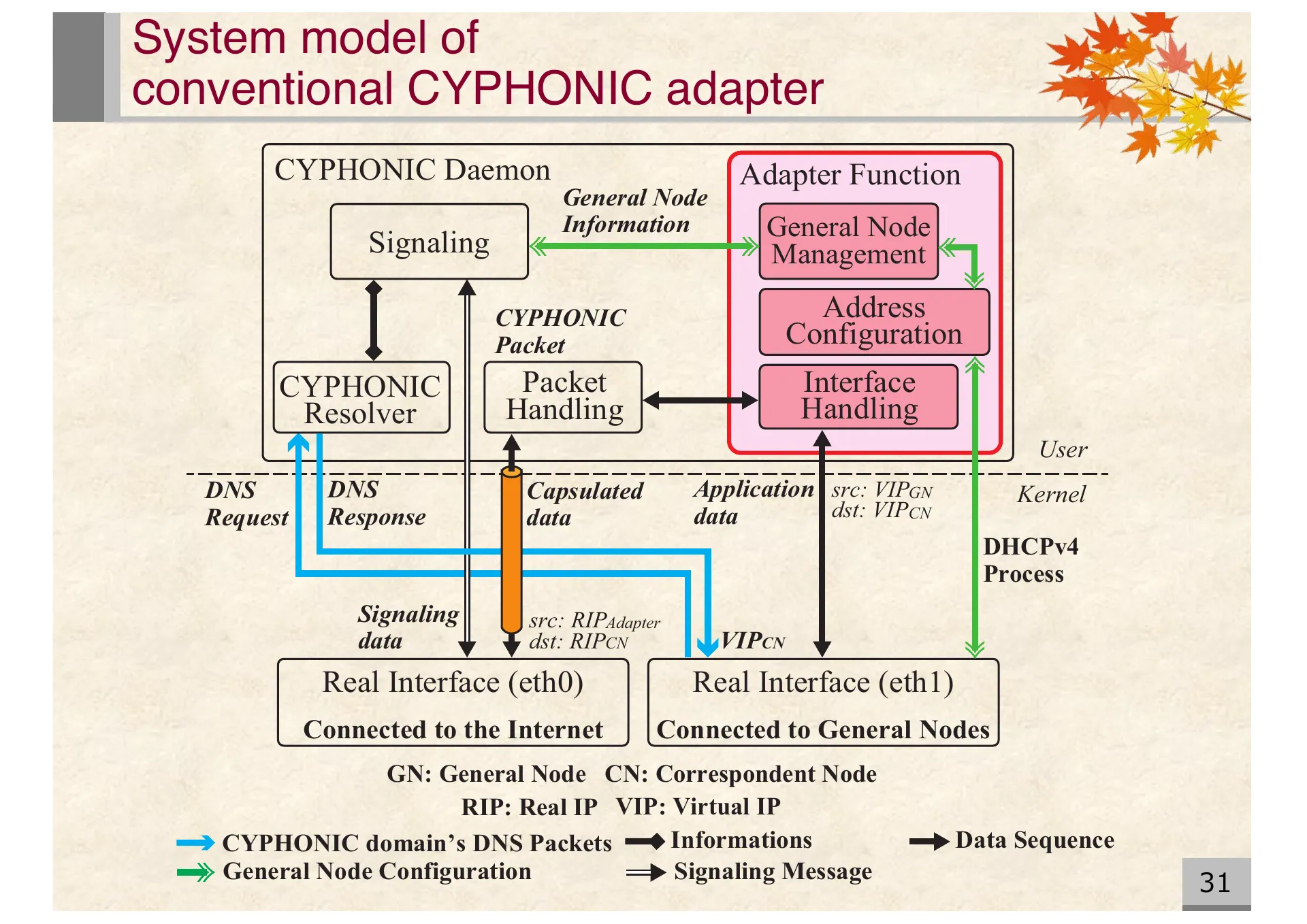 Proposal of an extended CYPHONIC adapter supporting general nodes using virtual IPv6 addresses - Page 31