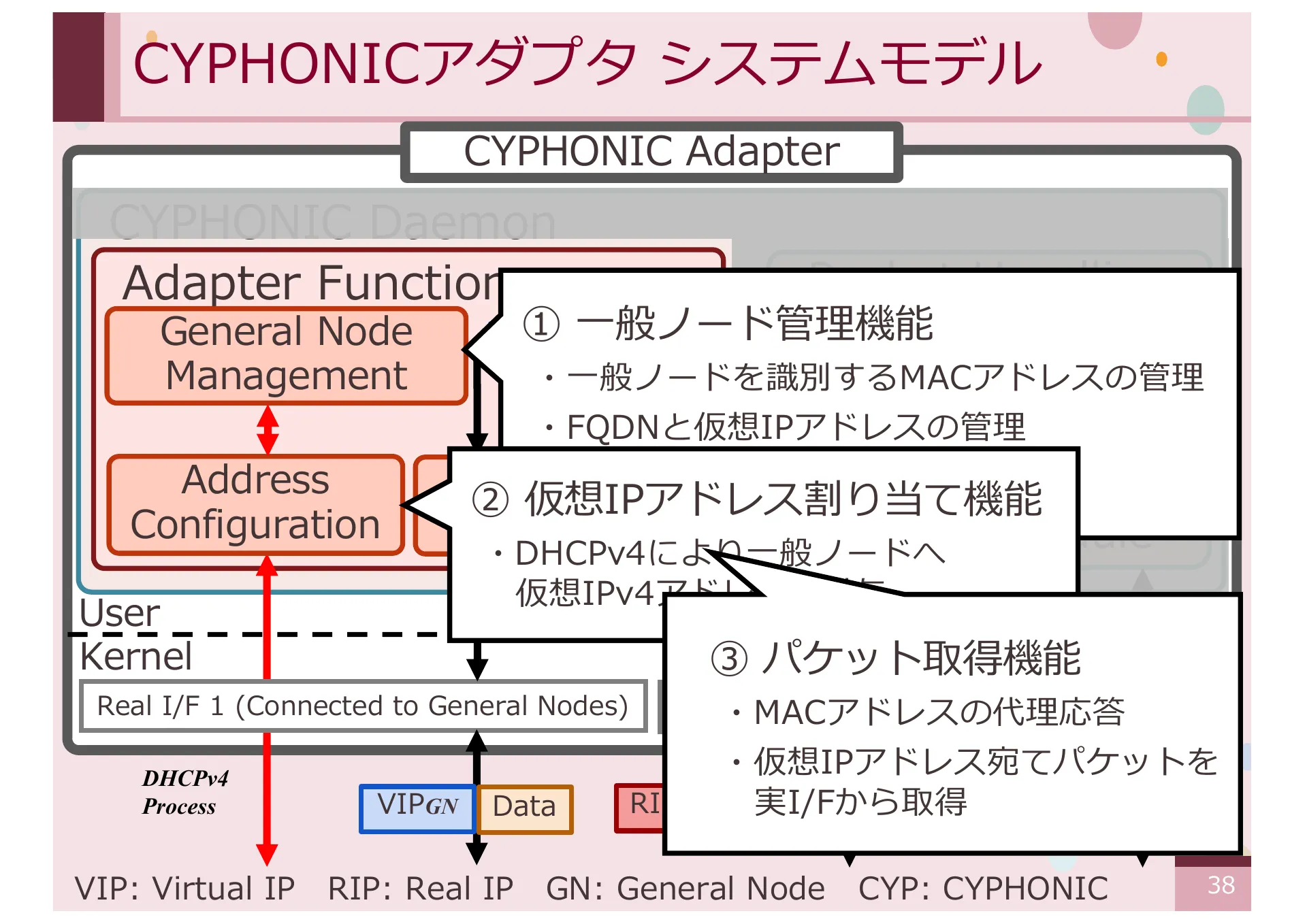 オーバーレイネットワークにおける一般ノードをサポートする CYPHONIC アダプタの研究 - Page 38